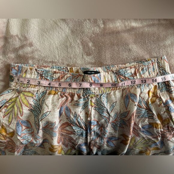 Nicole Miller Linen Tropical Floral Wide Leg Pull on Pants - Picture 7 of 8